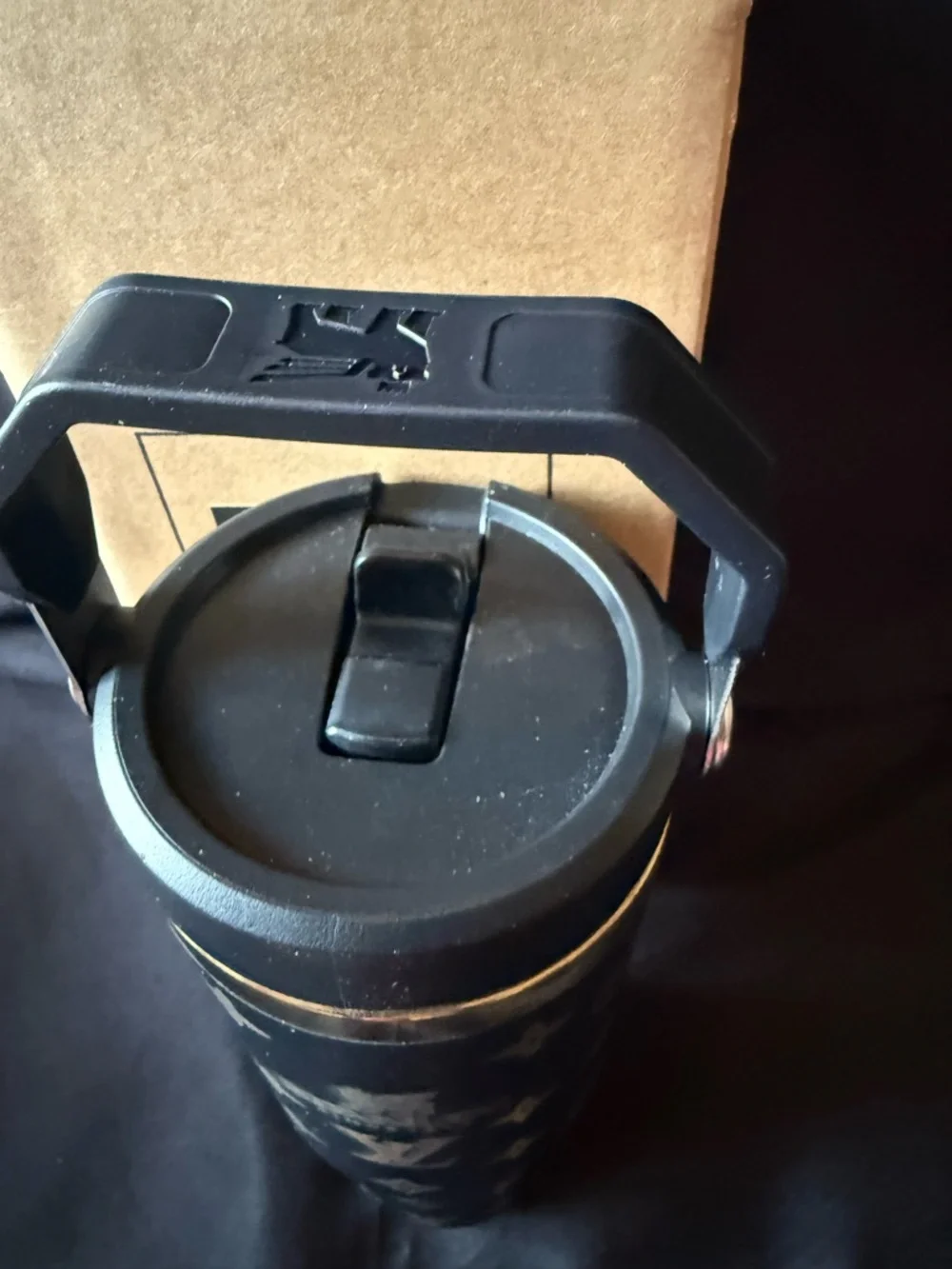 New Stanley 30oz Laser LEngravedVMonogram Black & Gold Travel Tumbler - Picture 3 of 5